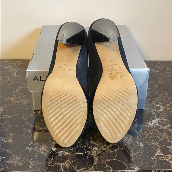 Black Suede Peep Toe shoes Size 38 - Picture 5 of 7